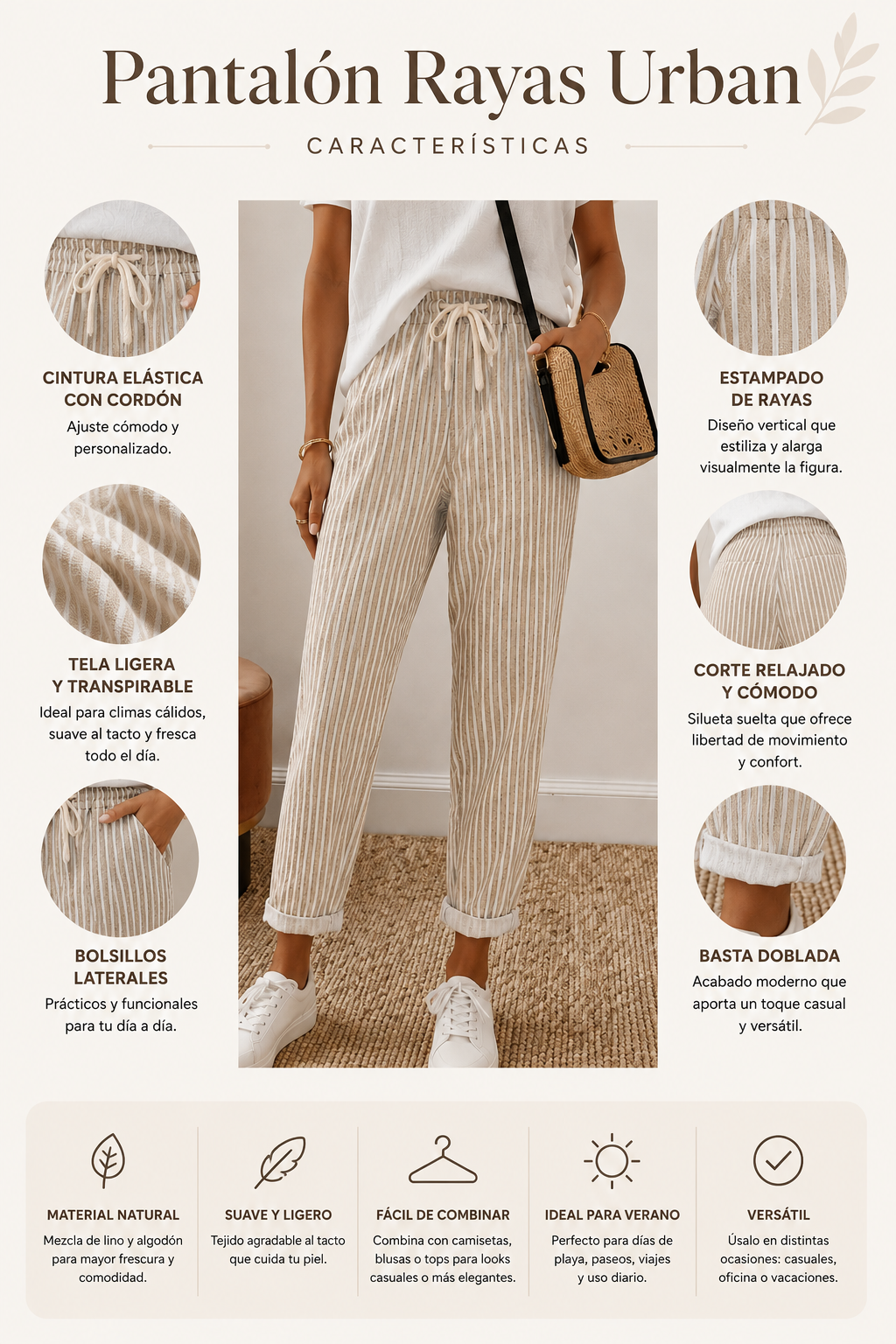 pantalon de rayas casual