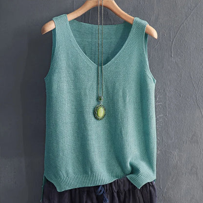 Blusa sin manga cuello tipo v