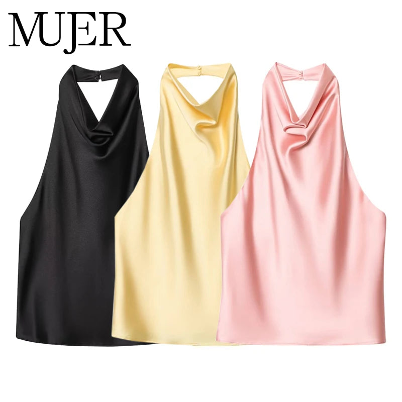 top halter de saten