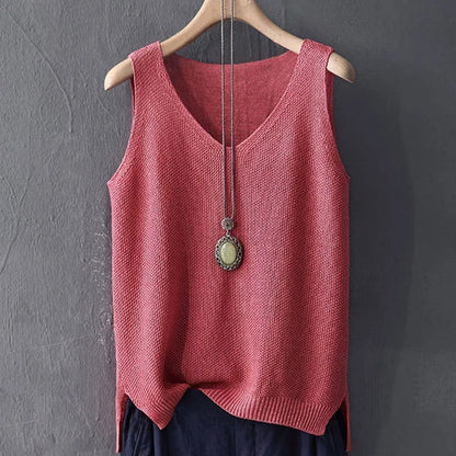 Blusa sin manga cuello tipo v