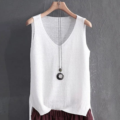 Blusa sin manga cuello tipo v