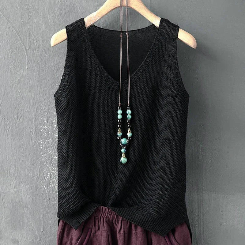 Blusa sin manga cuello tipo v