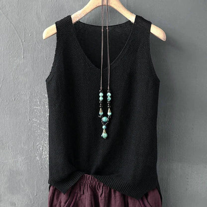 Blusa sin manga cuello tipo v