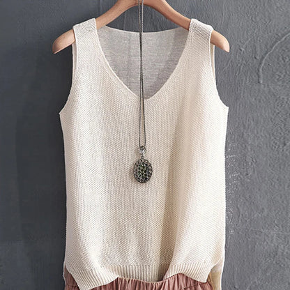 Blusa sin manga cuello tipo v