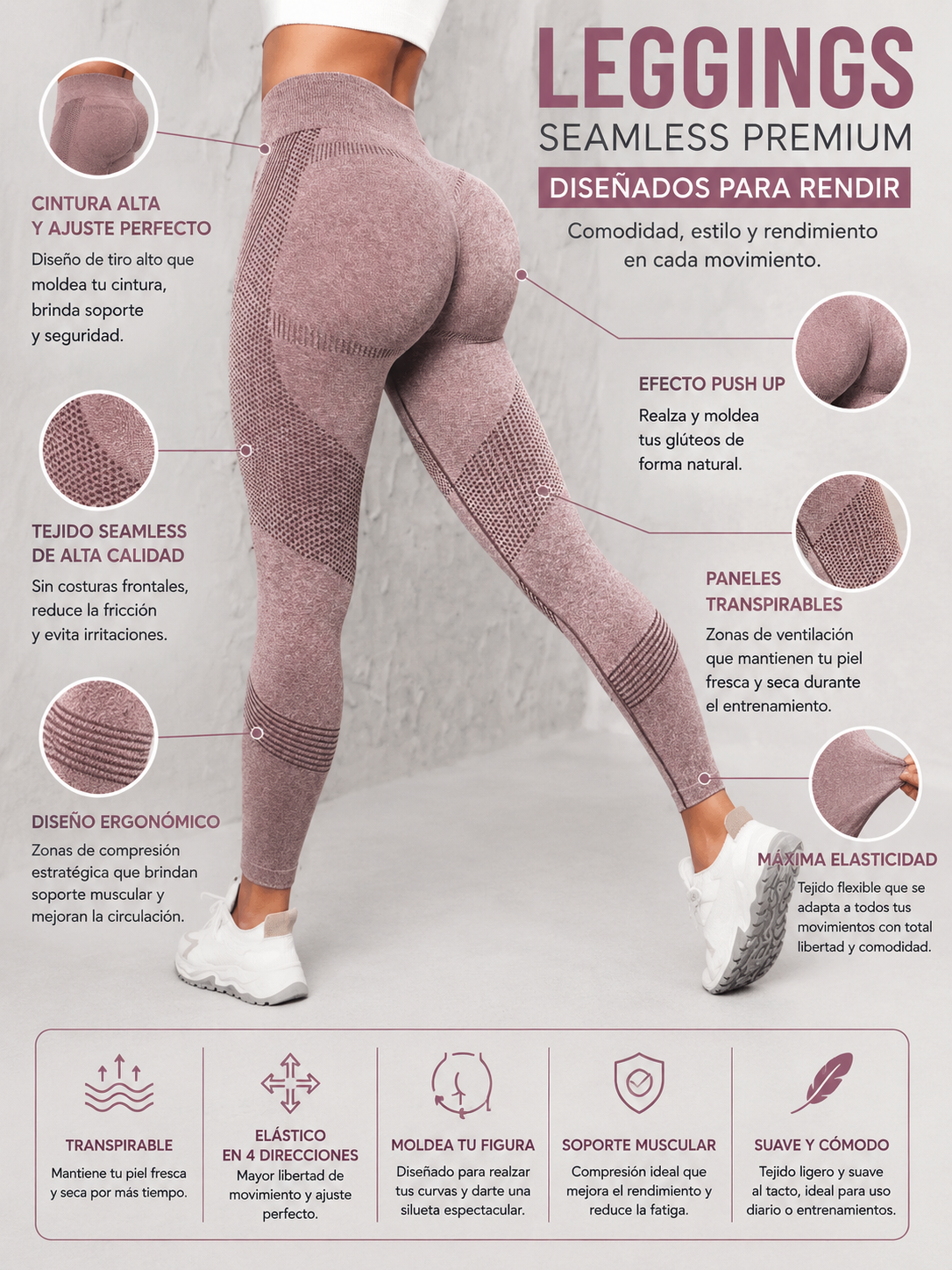 Leggins elastico cintura alta