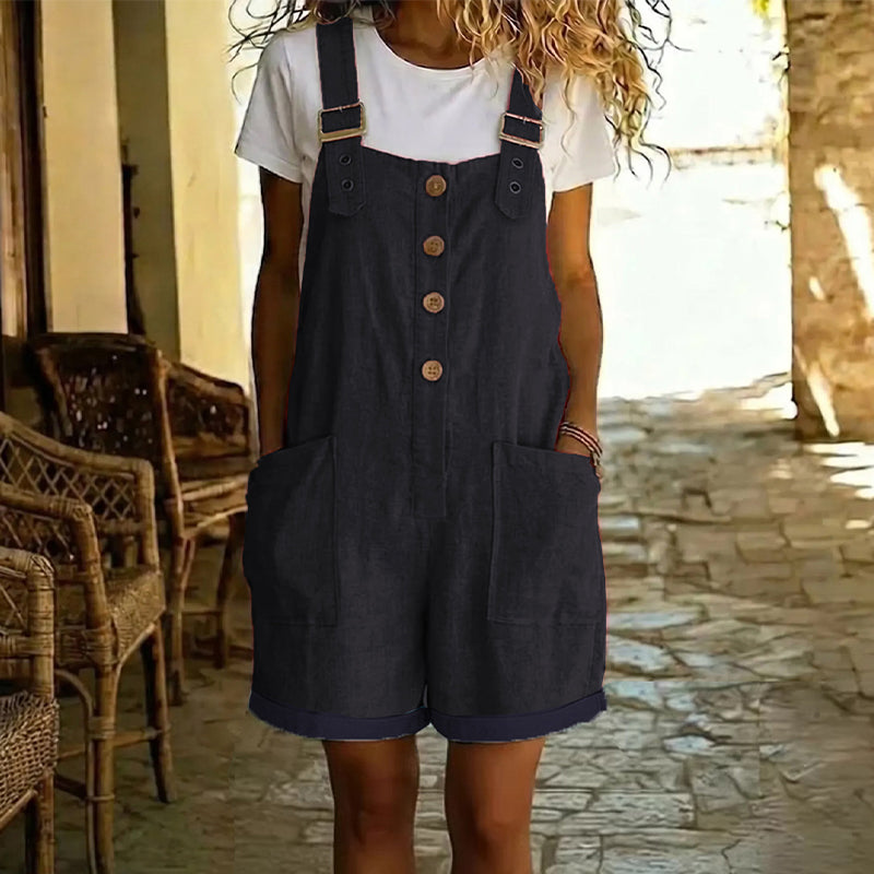 ⏰ 50% de descuento – Por tiempo limitado ✨ Peto de algodón y lino para mujer 🌿 Corte de pierna recta y con bolsillos